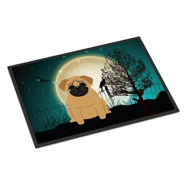 Carolines Treasures Halloween Scary Pug Brown Indoor or Outdoor Mat, 18 x 0.25 x 27 in. BB2197MAT - main